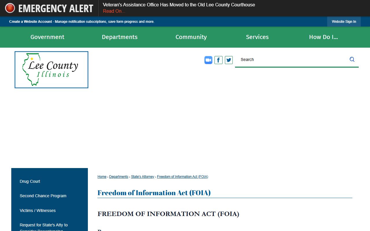Lee County FOIA request page for a Lee County jail booking photo